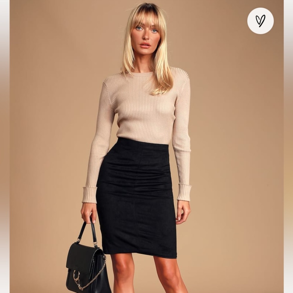 Lulu’s Superpower Black Suede Pencil Skirt